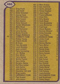 1979 Topps #486 Checklist: 397-528 Back