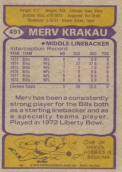 1979 Topps #491 Merv Krakau Back