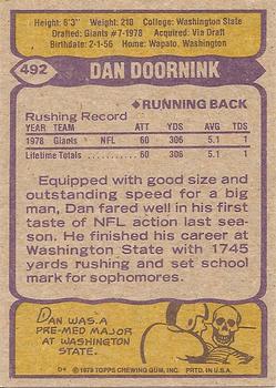 1979 Topps #492 Dan Doornink Back