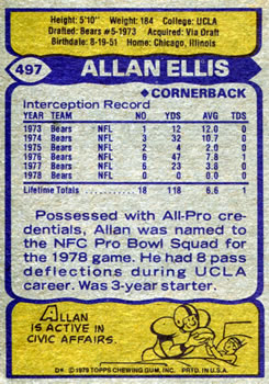 1979 Topps #497 Allan Ellis Back