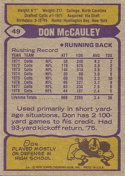 1979 Topps #49 Don McCauley Back