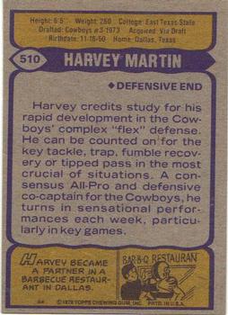 1979 Topps #510 Harvey Martin Back