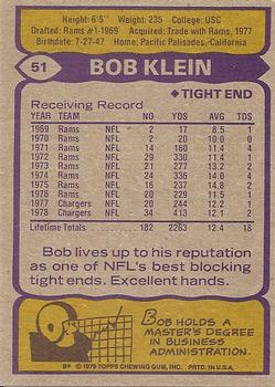 1979 Topps #51 Bob Klein Back