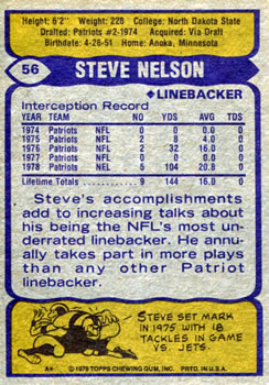 1979 Topps #56 Steve Nelson Back