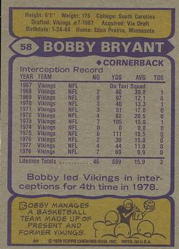1979 Topps #58 Bobby Bryant Back