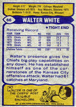1979 Topps #66 Walter White Back
