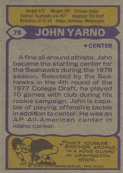 1979 Topps #78 John Yarno Back