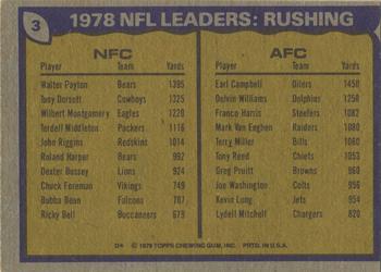1979 Topps #3 1978 NFL Leaders: Rushing (Walter Payton / Earl Campbell) Back