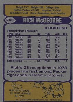 1979 Topps #243 Rich McGeorge Back