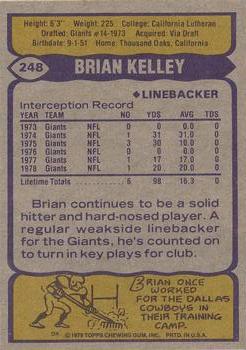 1979 Topps #248 Brian Kelley Back