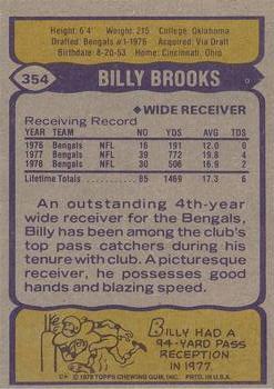 1979 Topps #354 Billy Brooks Back