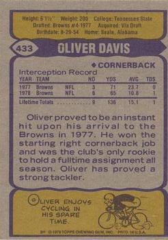 1979 Topps #433 Oliver Davis Back
