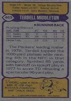 1979 Topps #463 Terdell Middleton Back