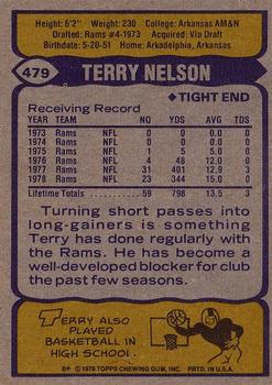 1979 Topps #479 Terry Nelson Back