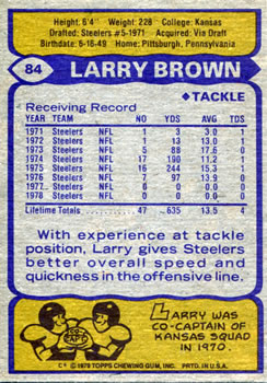 1979 Topps #84 Larry Brown Back