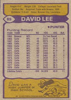 1979 Topps #89 David Lee Back