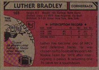 1980 Topps #103 Luther Bradley Back