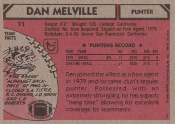 1980 Topps #11 Dan Melville Back