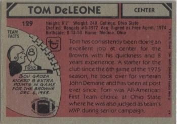 1980 Topps #129 Tom DeLeone Back