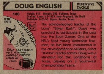 1980 Topps #140 Doug English Back
