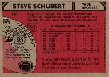 1980 Topps #141 Steve Schubert Back