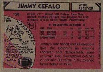1980 Topps #158 Jimmy Cefalo Back