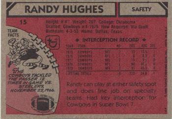 1980 Topps #15 Randy Hughes Back