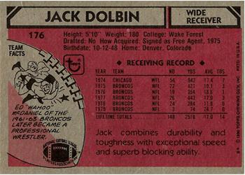 1980 Topps #176 Jack Dolbin Back