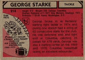 1980 Topps #214 George Starke Back