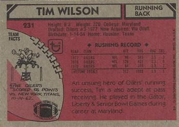 1980 Topps #231 Tim Wilson Back