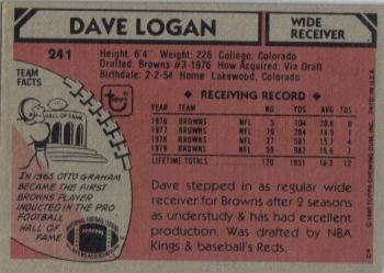 1980 Topps #241 Dave Logan Back