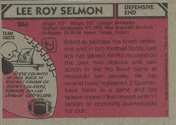 1980 Topps #260 Lee Roy Selmon Back