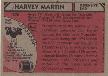 1980 Topps #270 Harvey Martin Back