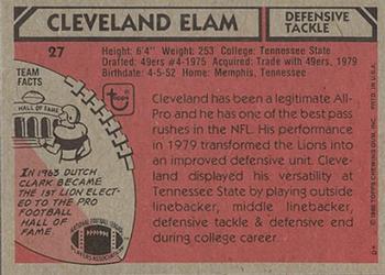 1980 Topps #27 Cleveland Elam Back