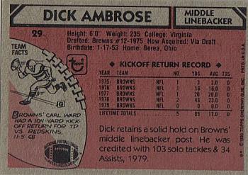 1980 Topps #29 Dick Ambrose Back
