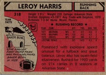 1980 Topps #318 Leroy Harris Back
