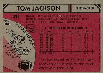 1980 Topps #323 Tom Jackson Back