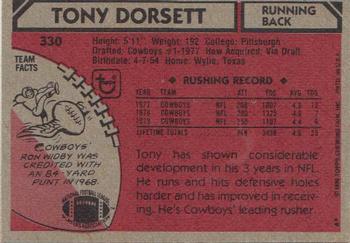1980 Topps #330 Tony Dorsett Back