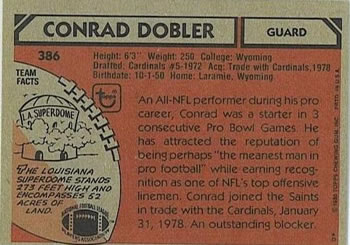 1980 Topps #386 Conrad Dobler Back