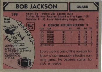 1980 Topps #398 Bob Jackson Back