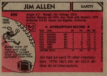 1980 Topps #409 Jim Allen Back