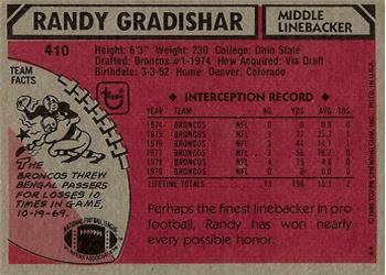 1980 Topps #410 Randy Gradishar Back