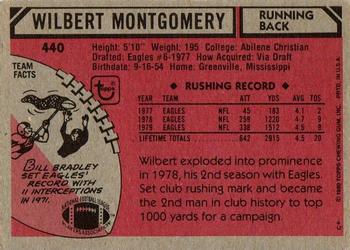 1980 Topps #440 Wilbert Montgomery Back
