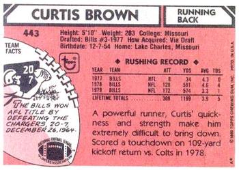 1980 Topps #443 Curtis Brown Back