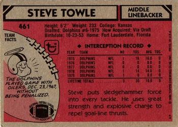1980 Topps #461 Steve Towle Back