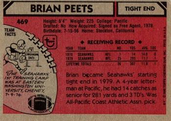 1980 Topps #469 Brian Peets Back