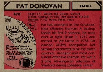 1980 Topps #470 Pat Donovan Back