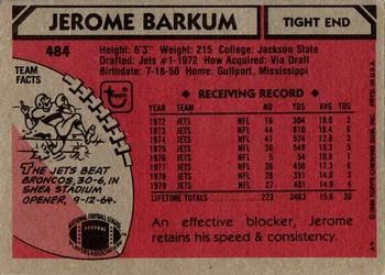 1980 Topps #484 Jerome Barkum Back