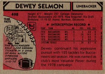 1980 Topps #498 Dewey Selmon Back