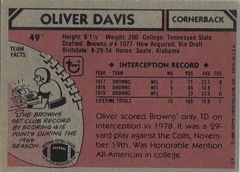 1980 Topps #49 Oliver Davis Back
